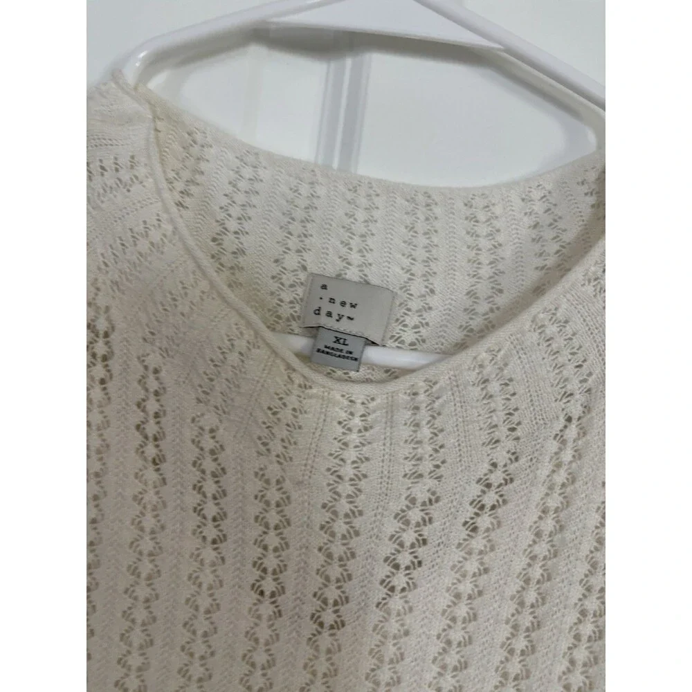 A New Day Sleeveless Cream Sweater Dress Long Slit Two Pc  XL NWOT Cottage Ecru